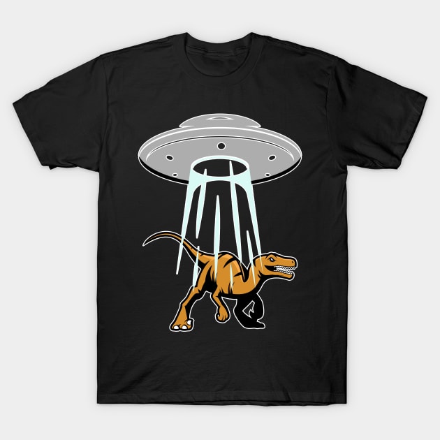 UFO Alien Abduction Dinosaur Raptor Gift T-Shirt by Swagazon